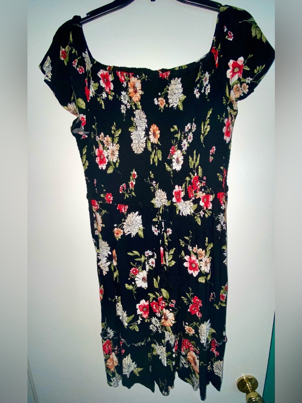 Xhilaration Black Floral Midi Dress